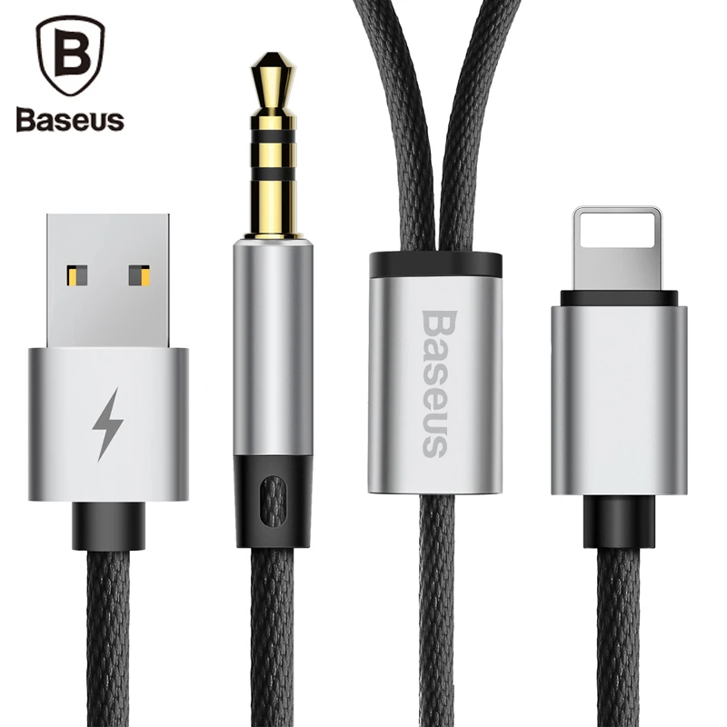Koop Baseus 2 in 1 USB Kabel Aux Audio Kabel Voor iPhone X 8 7 10 Charing Charger Draad Adapter 3.5mm Jack Koptelefoon Hoofdtelefoon Splitter