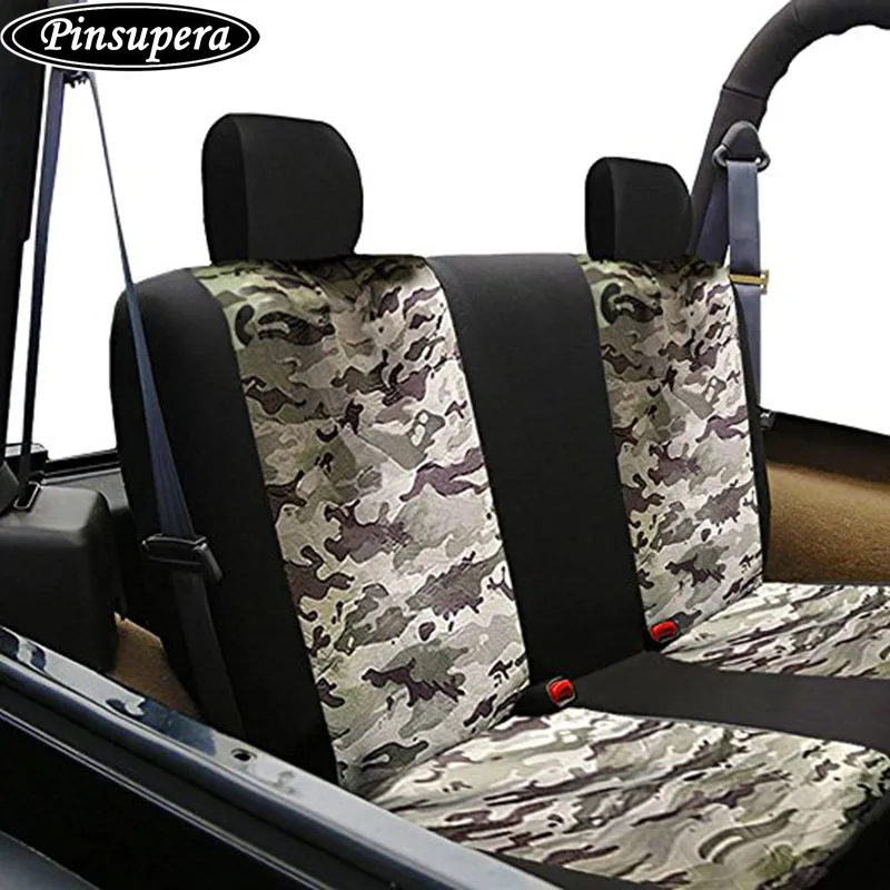 Universal Car Rear Seat Cover Safety Belts Access With Breathable Camouflage Mesh Back Bench Covers For Truck SUV In Automobiles From