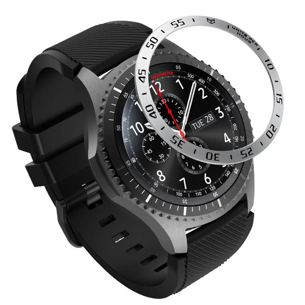 

For Samsung Gear S3 Frontier Scale Watch Bezel Ring Adhesive Cover Anti Scratch Metal Smart watch Wearable accessories #618