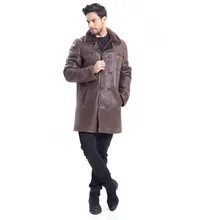 Классическая модная куртка из натуральной овчины для мужчин, мягкое длинное пальто с отворотом, мужское кожаное пальто