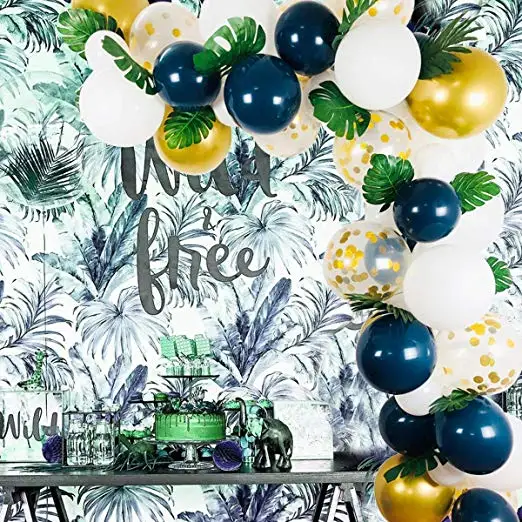 

100pcs balloons of Navy Blue Gold White Balloons for party suppies.