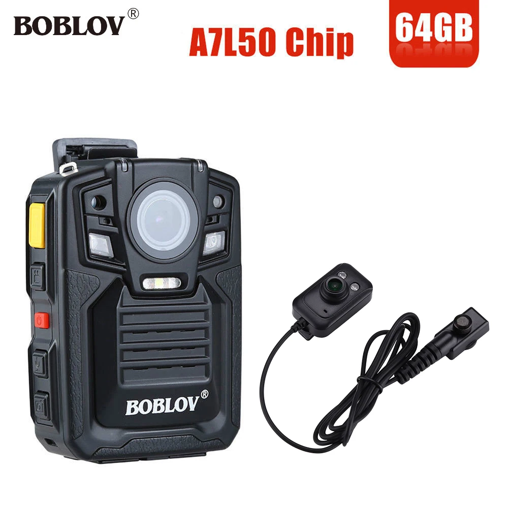 BOBLOV HD66-02, 64 ГБ, HD 1296 P, мини видеокамера, 33 МП, полицейская камера безопасности, камера ночного видения, видео рекордер с ИК-внешним объективом