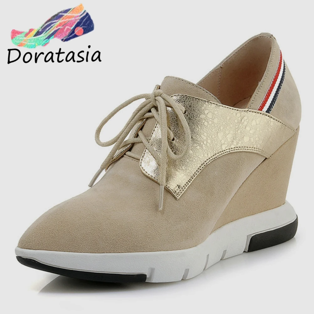 

DORATASIA New Luxury Kid Suede Pointed Toe Flat Platform Shoes Woman Casual Comfortable Autumn Spring Flats Female Shoes