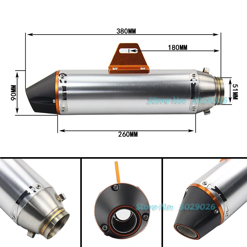Универсальный 51 мм мотоциклетная выхлопная труба с глушителем мото велосипедный горшок Escape для Yamaha Honda KTM Kawasaki Ducati Slip-on