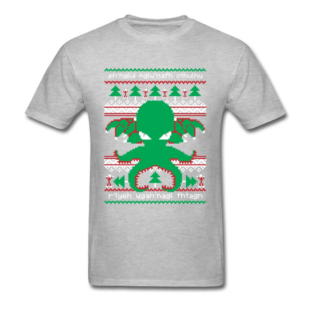 Newest cthulhu cultist christmas 10785 T-Shirt Crew Neck 100% Cotton Fabric Young Tops Shirts Short Sleeve Labor Day Sweatshirts cthulhu cultist christmas 10785 grey
