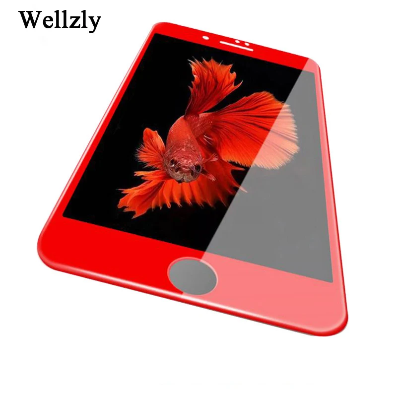 Wellzly 4 шт Упаковка 4D красный для iphone 7 Закаленное стекло пленка 8 протектор экрана x