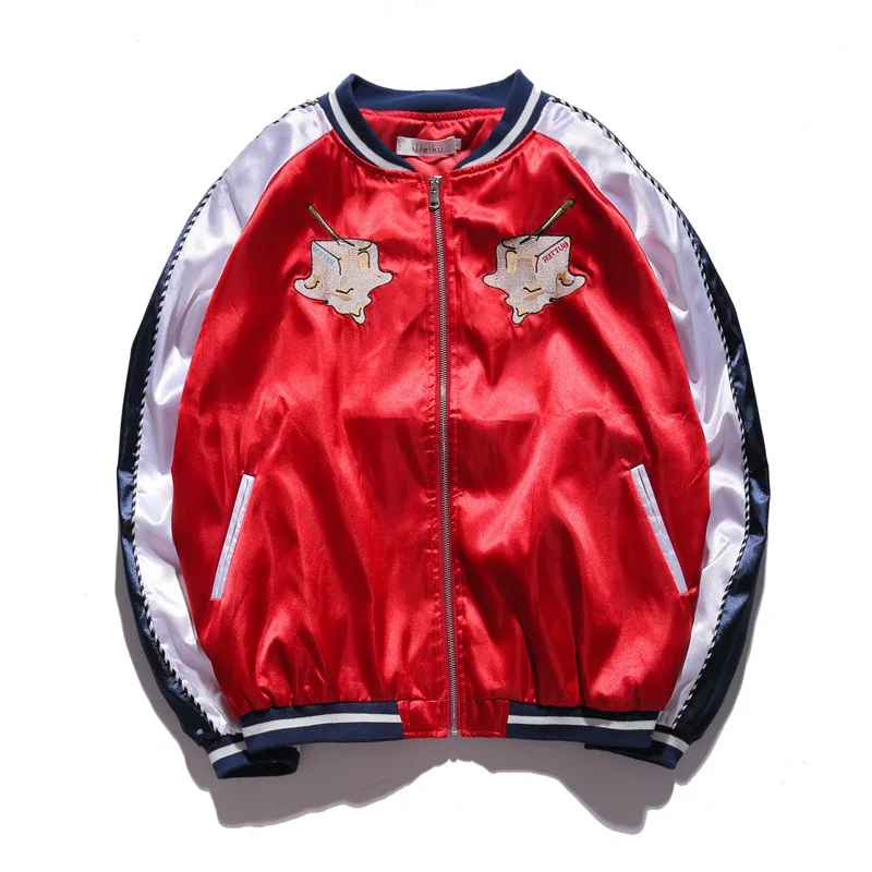 Aolamegs Men Women Japan Yokosuka Jacket Bread Milk Bird Embroidery Fashion Vintage Baseball Uniform Kanye West Bomber Jackets (5)