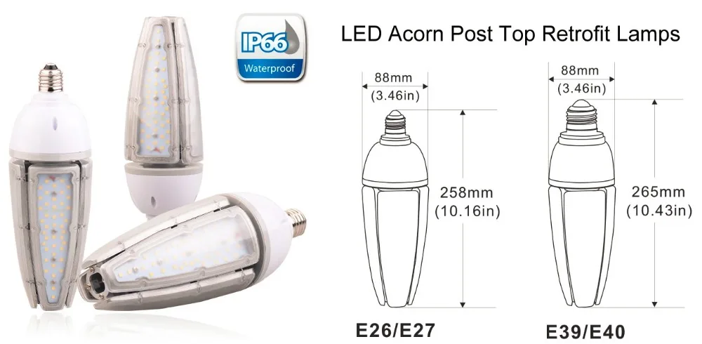 20 штук E39/E40/E27/E26 водонепроницаемый led street модернизации комплекты светодиодные лампы IP65 30 Вт 40 Вт 50 Вт highbay кукурузы лампы Открытый лампы кукурузы DHL