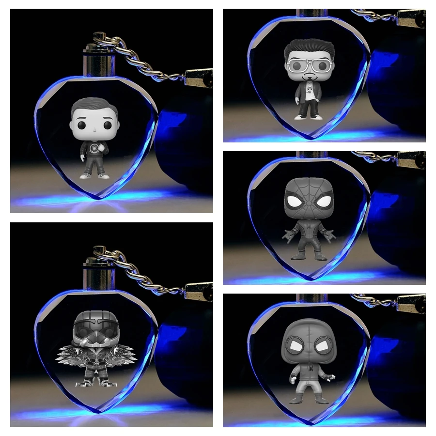 

Spider-Man coming Heart shaped Anime LED Key Chains Figure Keyring Crystal Toy Keychain Light Keyholder Unisex Gifts NEW
