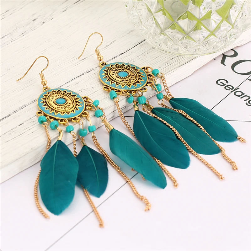 17KM-Bohemia-Vintage-Women-Long-Feather-Drop-Earrings-Tassel-Bead-Ethnic-Indian-Charm-Brincos-Jewelry-Pendientes (3)