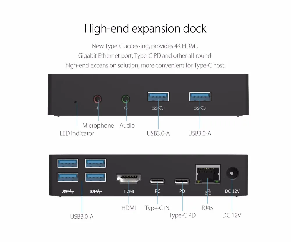 ORICO SDB1 type-C Универсальная док-станция 6 USB3.0-A портов и type-C PD DC 12V источник питания RJ45 HDMI 4K Аудио Расширительная док-станция