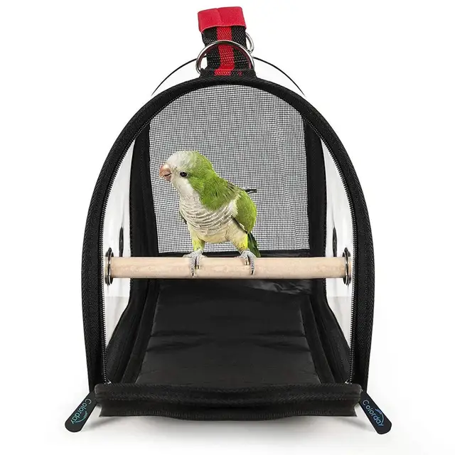 1KG Portable Bird Cage Macaw Bag with Wooden Standing Stick Foldable Breathable Bird Bag Two-way Ventilation Parrot Cage 3