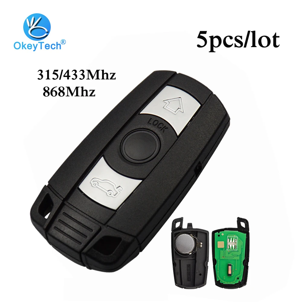 OkeyTech 5 шт./лот 315/433 МГц ID46 PCF7945 чип 3 кнопки дистанционный ключ для BMW 1/3/868 серии e46 e90