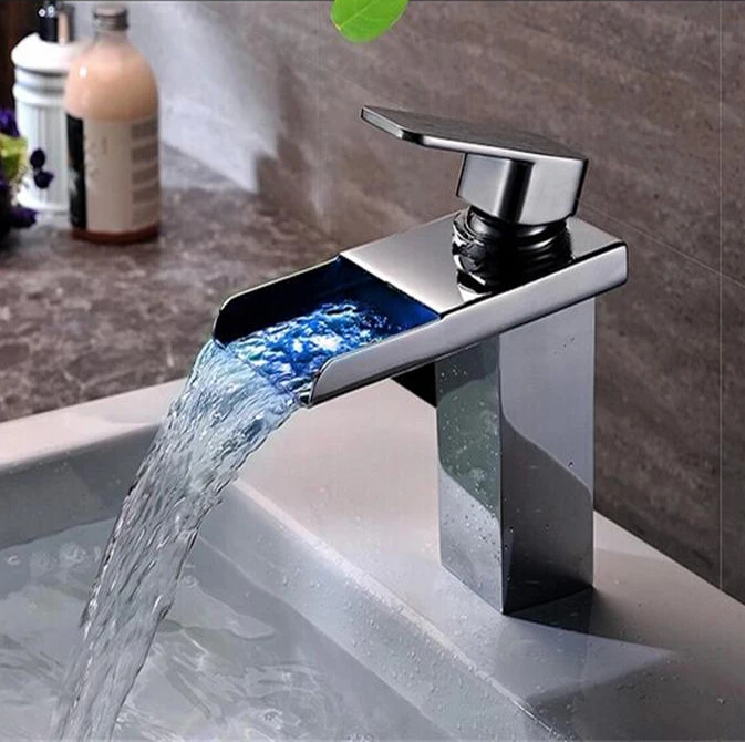 

The waterfall faucet copper cold and hot water tap LDE lamp cold faucet basin faucet washbasin faucet