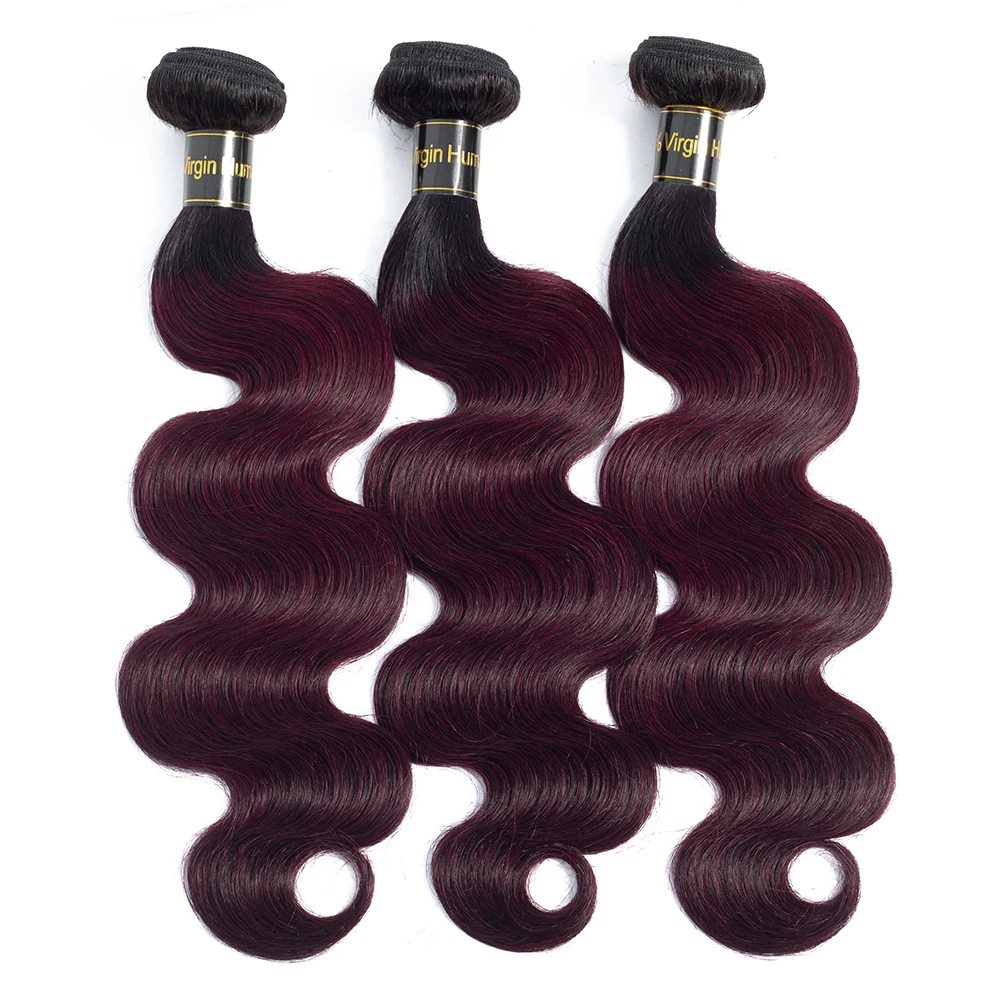 QT Ombre Hair Bundles Human Hair Body Wave Peruvian Body Wave Ombre 1B/ 99J Wine Red Remy Ombre Hair Bundles Free Shipping