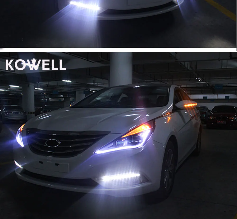 KOWELL автомобильный Стайлинг для hyundai Sonata фары 2011- Sonata 8 светодиодный фары DRL Bi Xenon объектив Высокий Низкий луч парковка туман