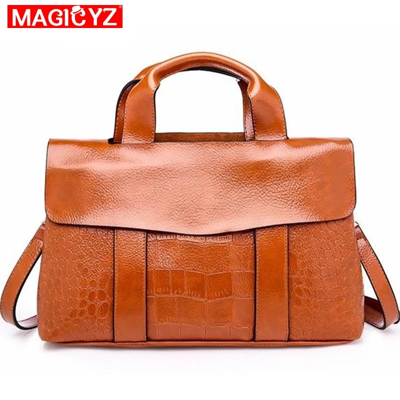 

MAGICYZ Women briefcase Totes High Quality Alligator Leather office Women Handbag Designer Crossbody Bags For Women 2018