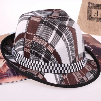 Plaid Men Women Jazz Top Hat Spring Summer Fast Dry Panama Cap Fedora Hats Outdoor Waterproof Beach Sun Hat For Women Men 1