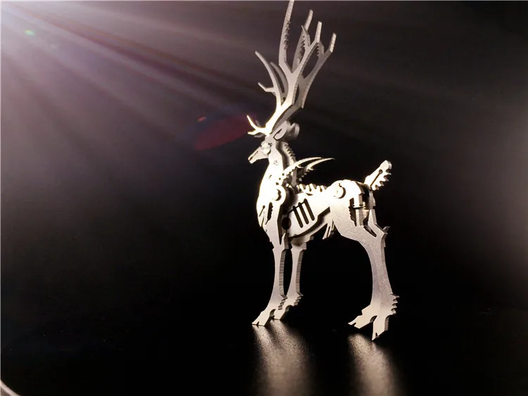 3D съемная модель сборки лося из нержавеющей стали подарок для ребенка Высококачественная коллекция Серебристое украшение 7,6*4,2*3,5 см
