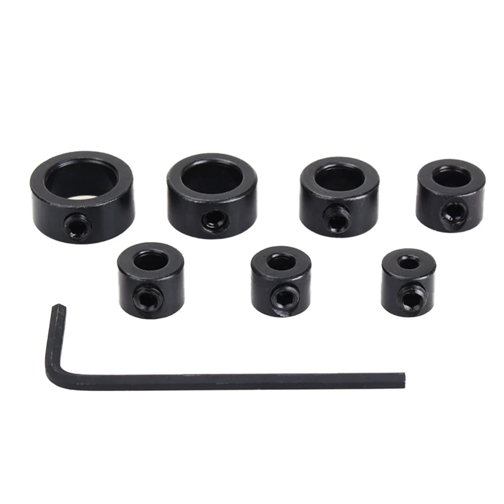 A 8pcs 3-12mm 9 шт./компл. 3-16 мм сверло из углеродистой стали сверло ограничитель локатор кольцо ограничения глубины кольцо позиционер шестигранный ключ инструмент для работы по дереву - Цвет: A 8pcs 3-12mm
