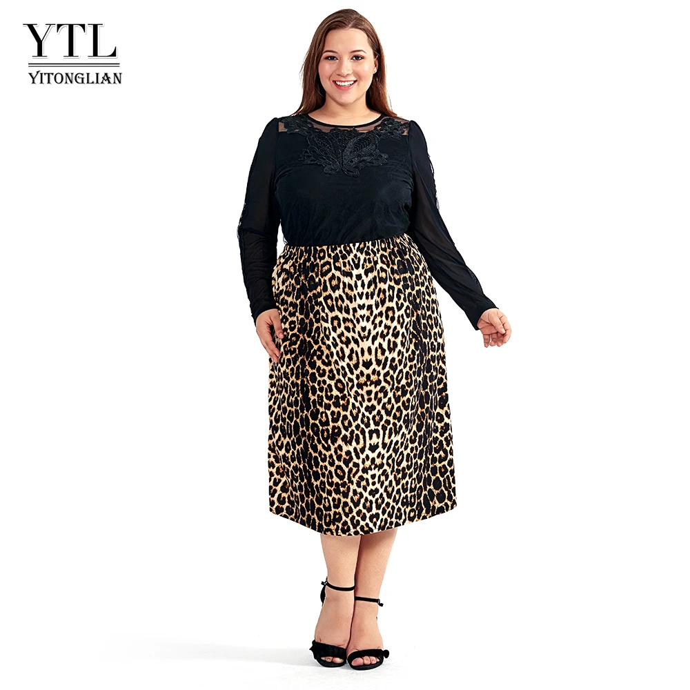 

Vintage Plus Size Skirts for Women 4XL 5XL 6XL 8XL Leopard Print Comfortable Casual High Waist Straight Stretch Long Skirt H123