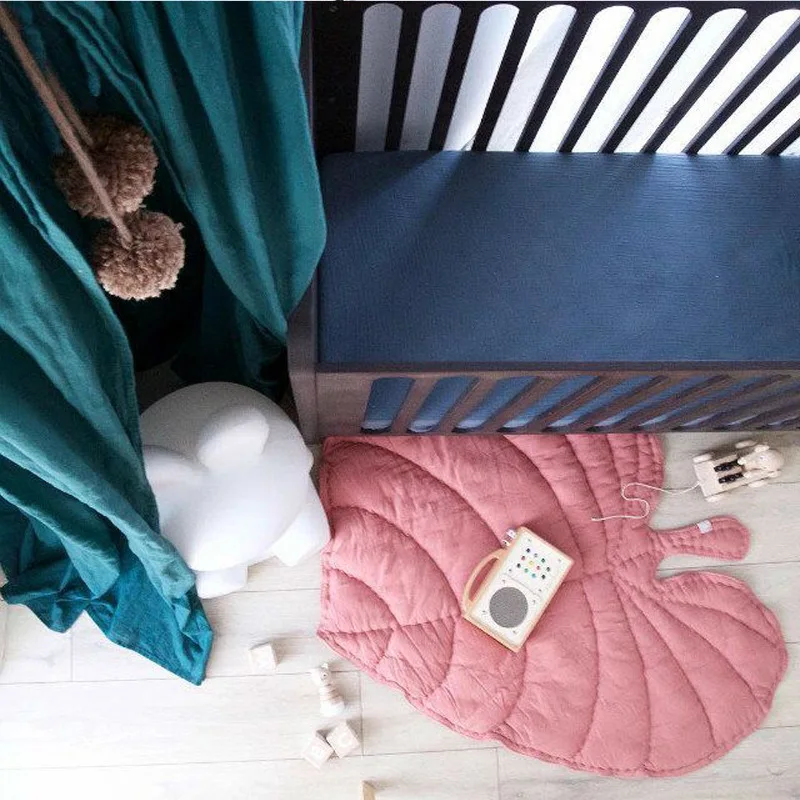 Хлопковый детский коврик для ползания детский игровой тренажерный зал подвижная игра одеяло лист-образный пол ковер Ins украшение дома