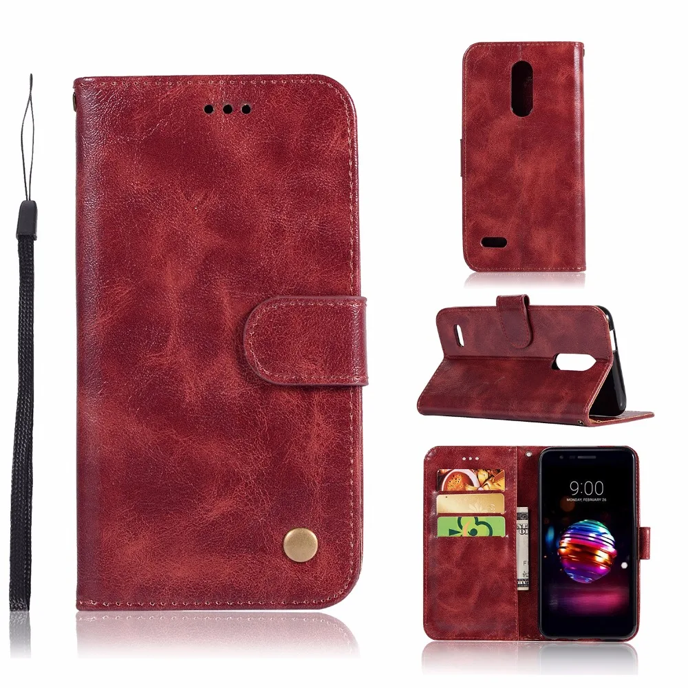 New Vintage Leather Stand Flip cover for LG K10 2018 Case with card
