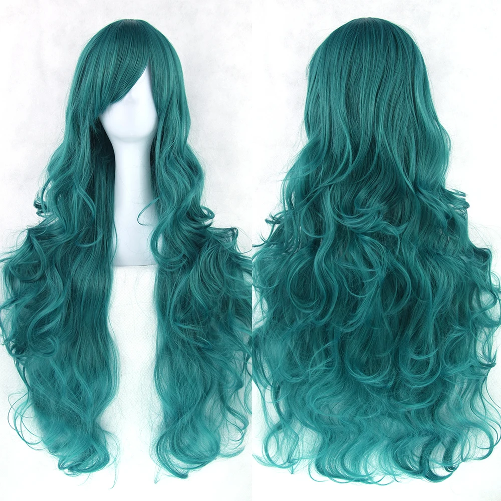 Soowee 20 цветов 80 см длинные вьющиеся женские зеленые черные волосы косплей парик синтетические волосы вечерние аксессуары для волос парики - Цвет: #144