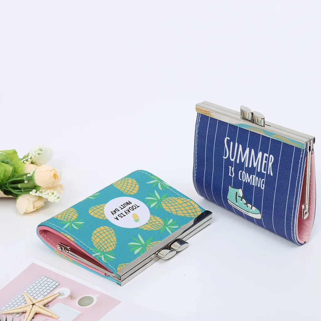 

Student small leather Fresh Buckle Key Purse Wallet Credit Card Purse Change Bag Card Package