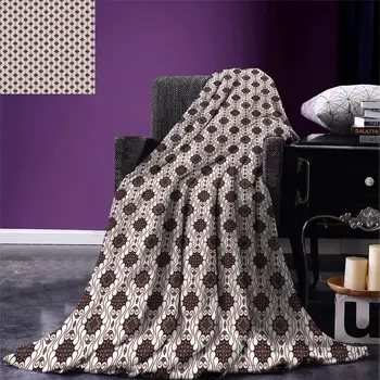 

Asian Throw Javanese Batik Pattern with Geometric Influences Dots Lines and Rhombuses Warm Microfiber Blanket