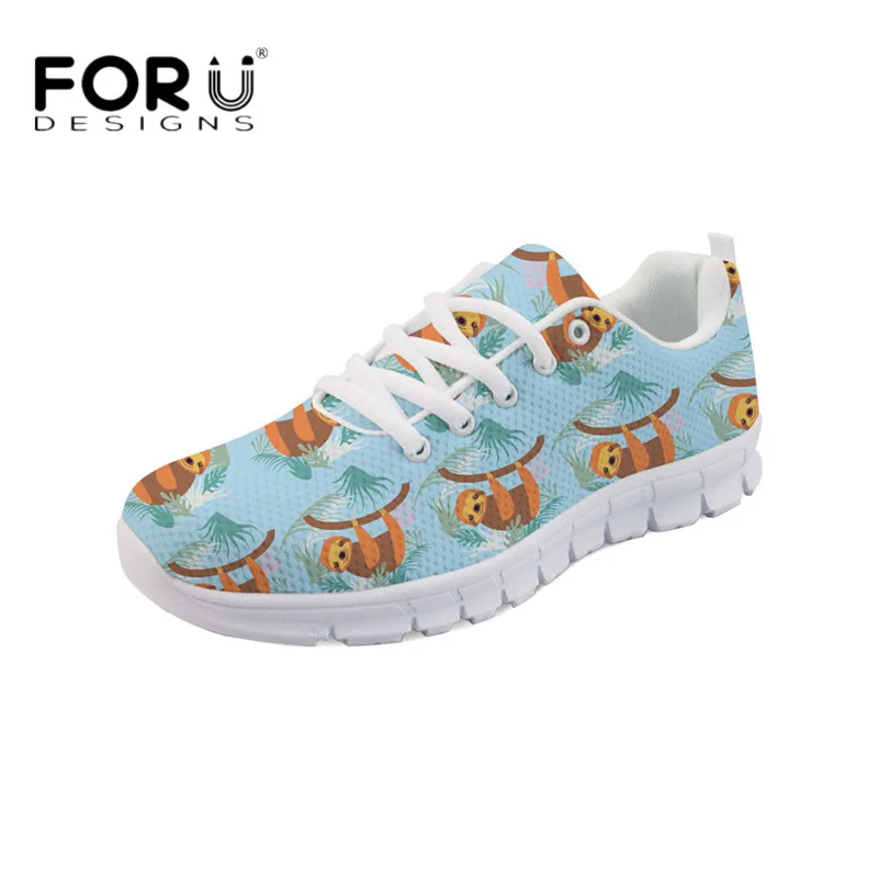 

FORUDESIGNS Fashion Women's Cute Design Flats Cartoon Sloth Printed Comfortable Mesh Sneakers Female Light Weight Leisure Shoes