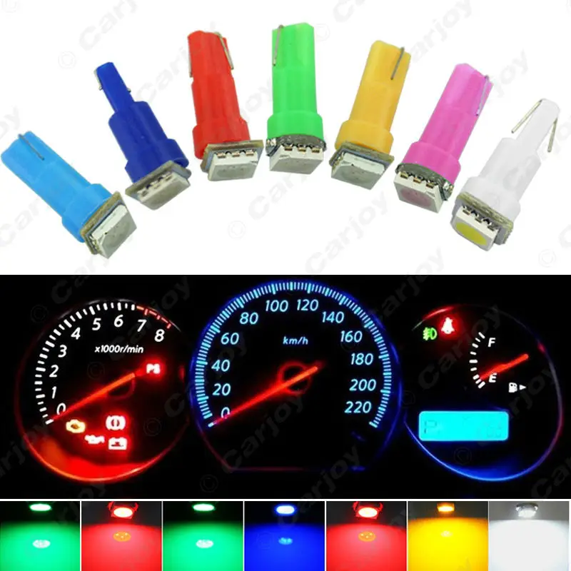 1 Blue 5050 SMD LED T5 Wedge 12v Interior LED Bulb