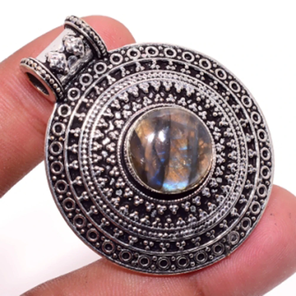 

Labradorite Pendant Silver Overlay over Copper , 49 mm, P5535