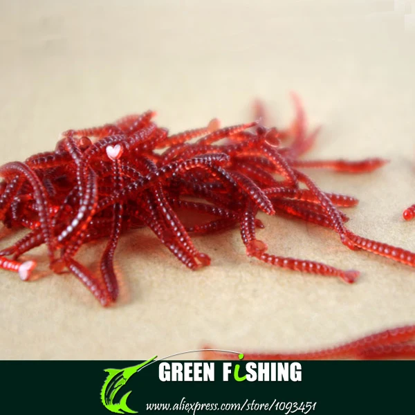 Free shipping 500pcs/lot soft red blood worm lure red earthworm fishing
