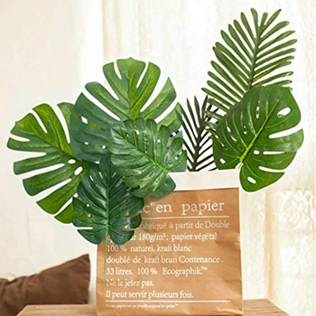 

Artificial Turtle Leaf Tropical Imitation Plant Leaf Hawaiian Party Theme Home Decoration Plant 2019 New Fashion Turtle Leaves
