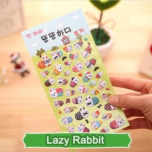 SST 1 Sheet Lazy Rabbit Cartoon Cute Kawaii 3D Bubble Stickers Scrapbooking Sticker Creative Stationery Kindergarten