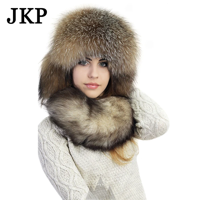 Aliexpress.com : Buy women's genuine fox fur Trapper Hat with pom poms