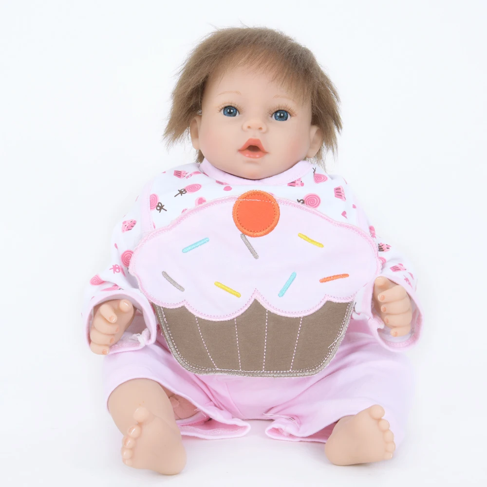 

22" 55CM Curve Mohair Soft Cotton Body Silicone Reborn Baby Doll Adorable Baby Doll Toys Kid's Playmate Birthday Gift