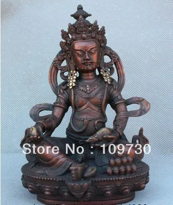 

00825 Chinese Tibetan Buddhism Bronze Yellow Jambhala Wealth Buddha Statue