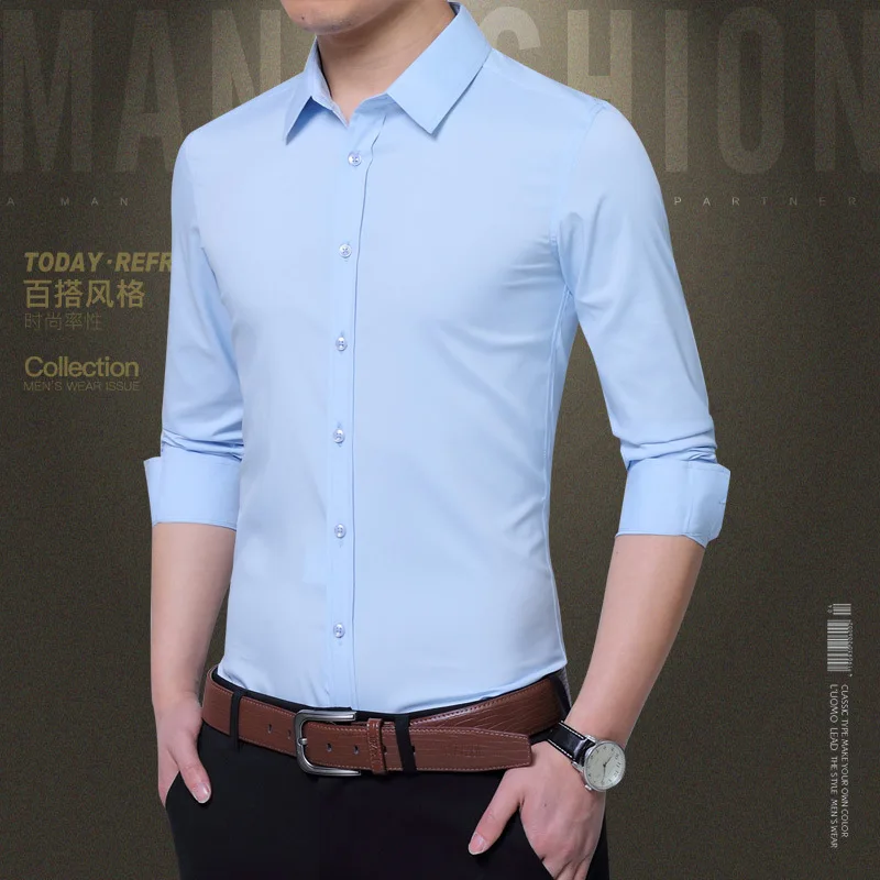 Мужская повседневная приталенная рубашка Camisa Masculina белая хлопковая красная с