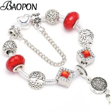 BAOPON брелок браслет с подвеской с красным муранским стеклянные бусины в форме сердца подходит брендовый браслет для женщин ювелирные изделия дропшиппинг