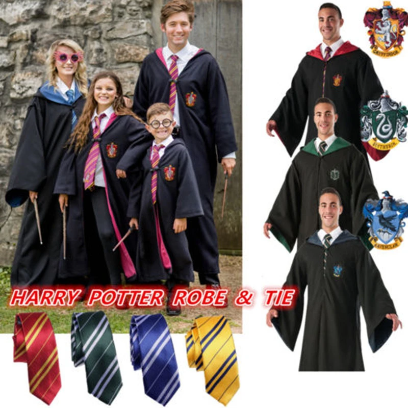 Halloween Costume Harri Potter Costume Gryffondor Serdaigle Poufsouffle Serpentard Robe Cape Manteau Withtie Pour Adulte Enfant Aliexpress