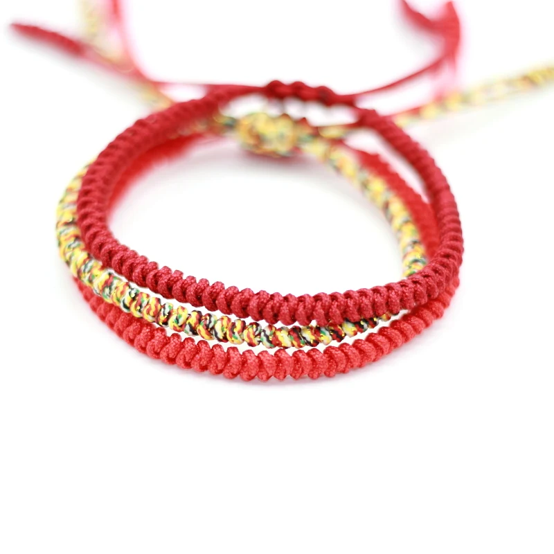 

2017 Red Color Tibetan Buddhist Handmade Knots Lucky Rope Macrame Bracelet Size Adjustable Same Model As Leonardo DiCaprio