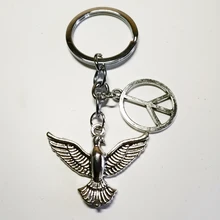 Fashion Keychain Peace Dove Pendant Peace Key Ring DIY Men's Jewelry Car Keychain Ring Gift Souvenir peace