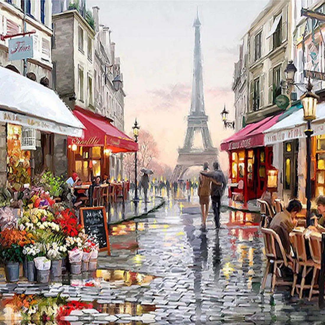 40X50cm Paris Street DIY Painting By Numbers Handpainted Canvas