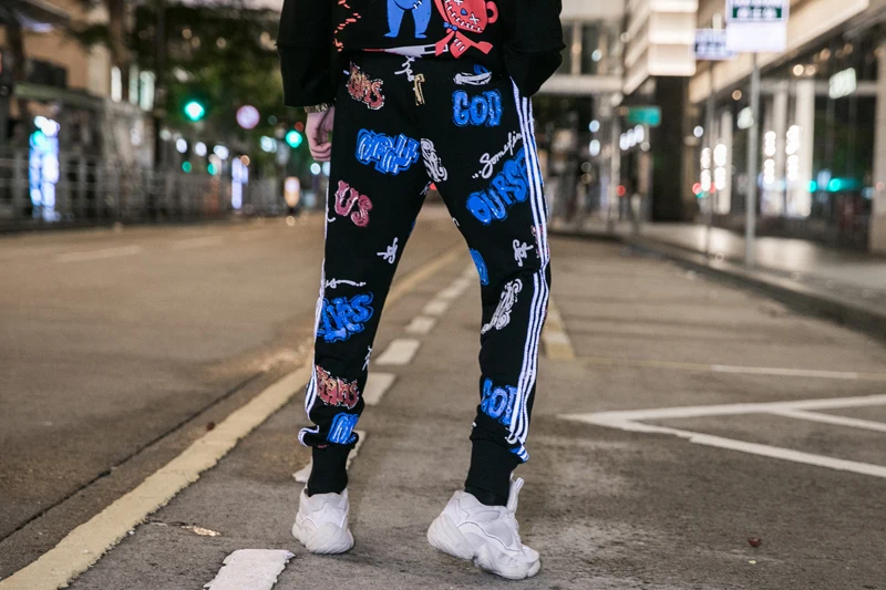 Крутой человек повседневная мода Граффити камуфляж брюки Светоотражающие Хлопок Уличная эластичные штаны хип хоп скейтборд популярные