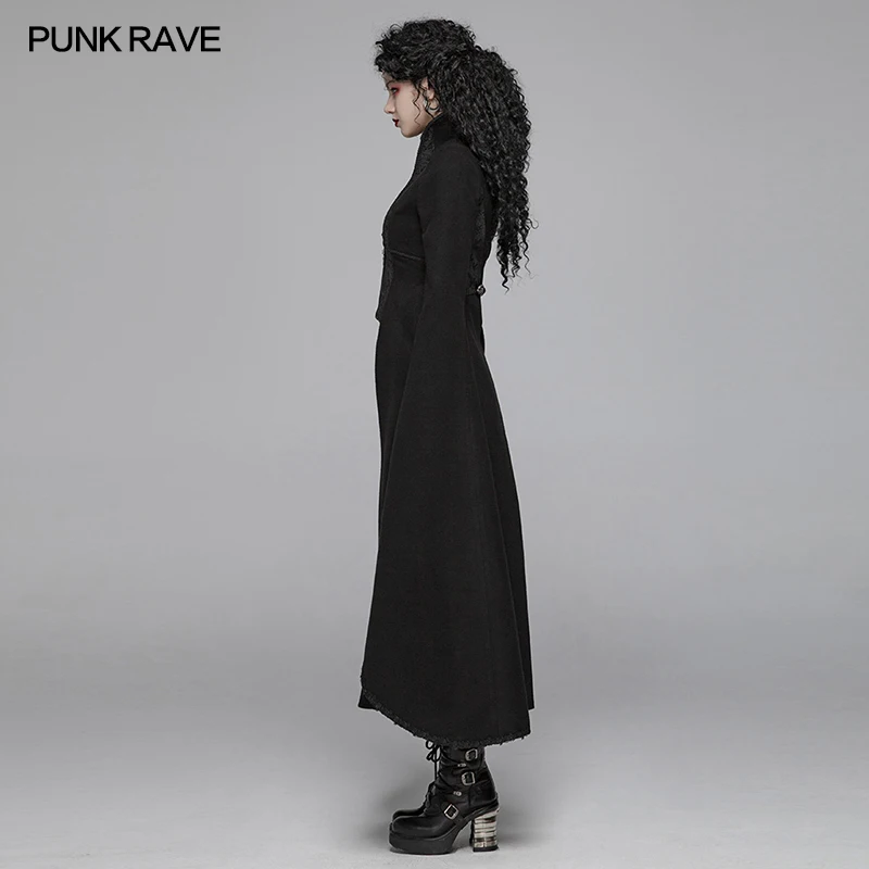 Панк рейв новые женские готические длинное шерстяное пальто стримпанк Ретро вечерние пальто вампир сценический костюм длинное пальто