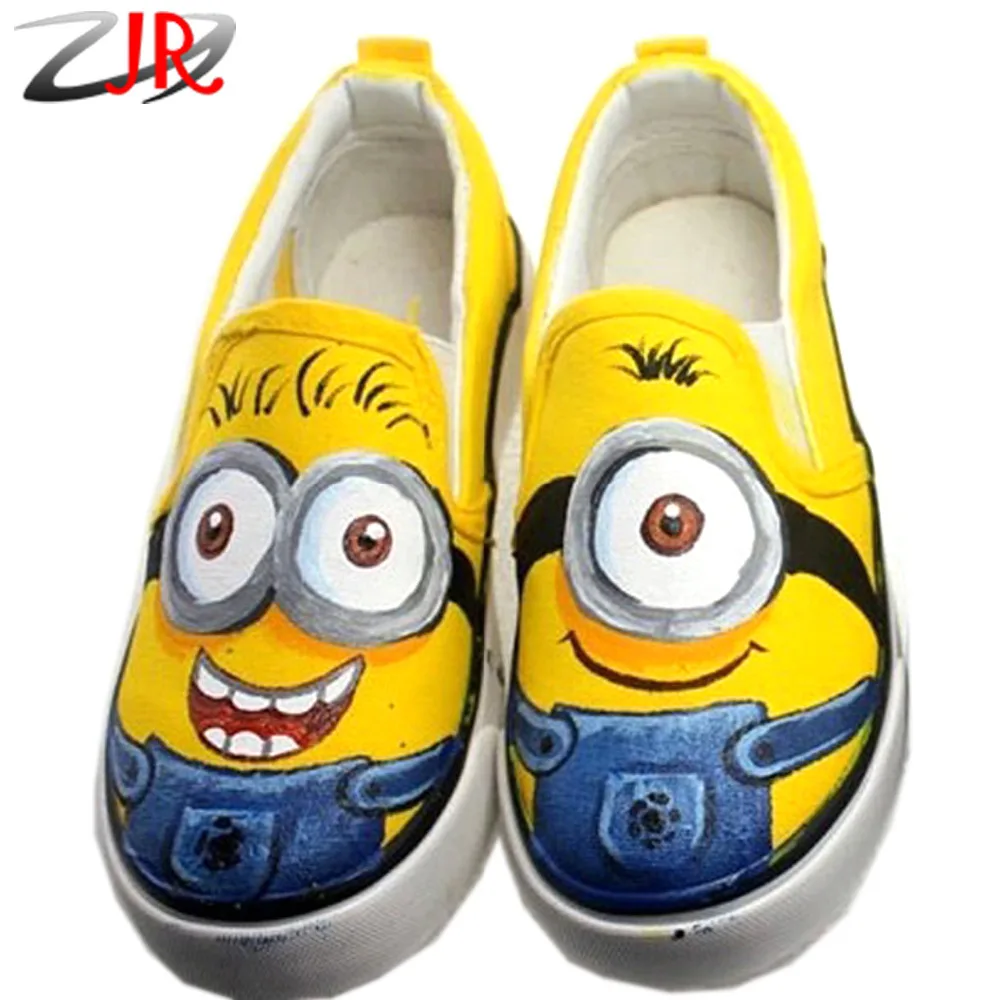 Minions estilo Babys zapatillas lona zapatos bajos pintados a mano del padre niño tamaño 23-29 envío gratis - AliExpress