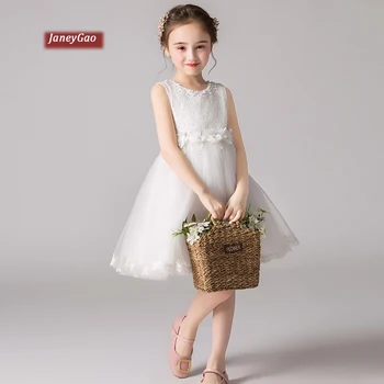 JaneyGao Flower Girl Dresses For Wedding Party Little Girl Princess Formal Gown 2019 New White Kids Birthday Prom Dress In Stock girl s formal dress 2018 flower wedding dresses kids gauze birthday evening party ball gown children s princess dress pink 2 13y