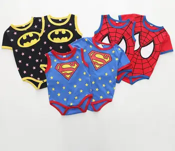 

Super Hero Kids Boys Costumes Hot Summer Sleeveless Spiderman/Superman/Batman Rompers Short Sleeved Superbaby Boy Jumpsuits Sets